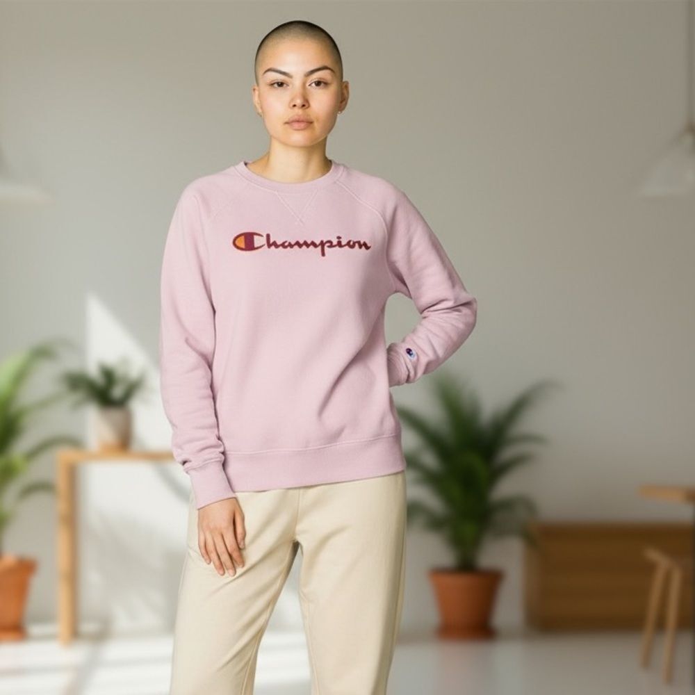 Champion Pink Logo Crewneck Sweatshirt Women’s Size M
